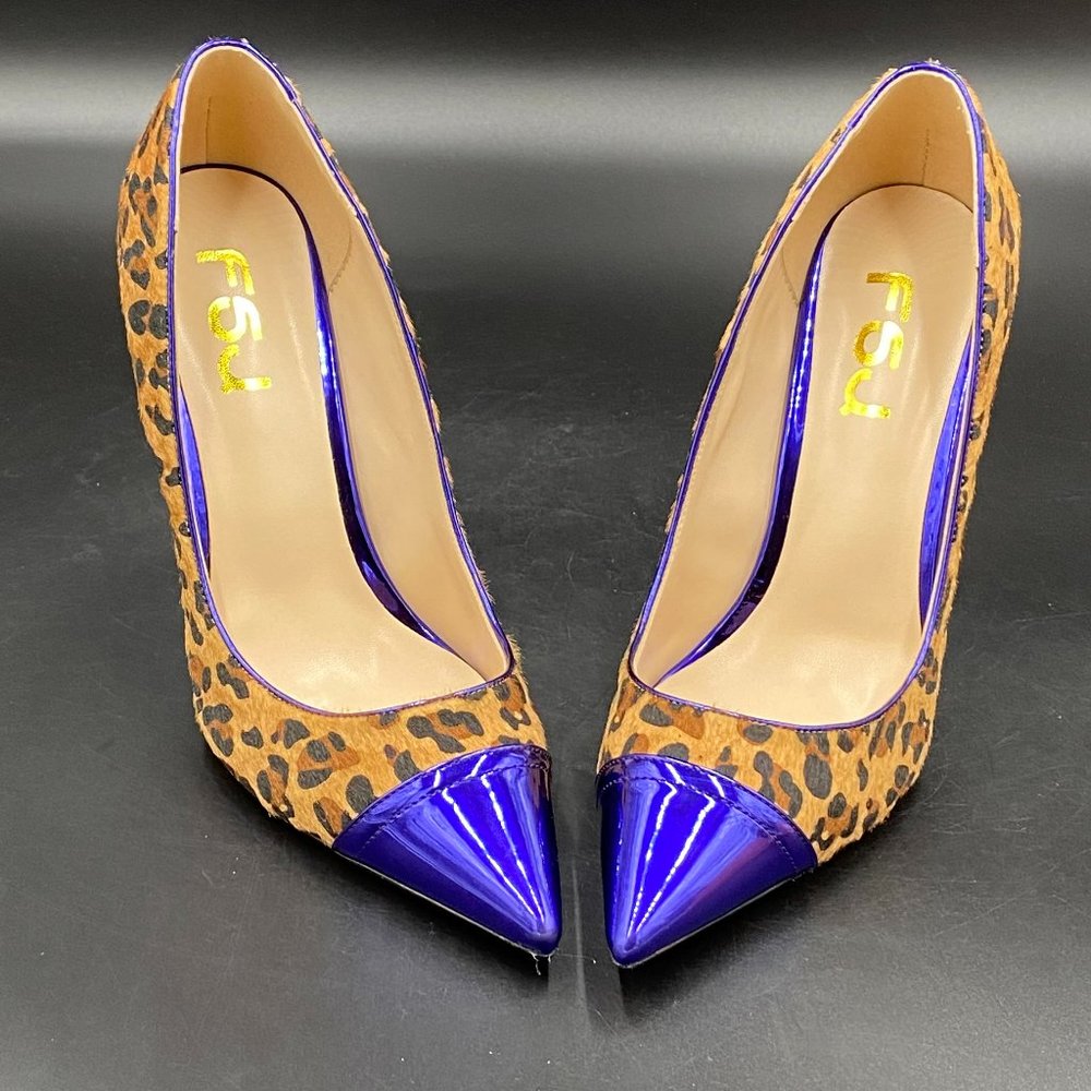 FSJ leopard bule pointy toe high stilettos heels slippers pumps shoes